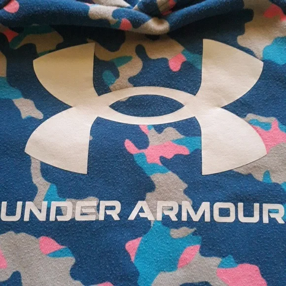 Under Armour Blue Camo Hoodie with Pink and White - Picture 6 of 7